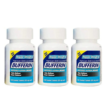 Bufferin Buffered Aspirin (NSAID) Coated Tablets Pain Reliever/Fever Reducer 130 ea (Pack of 3) Bufferin Au supplements