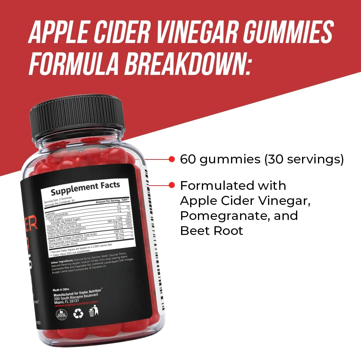 Apple Cider Vinegar Gummies - 1000mg - Formulated to Support Weight ORPHIC NUTRITION Au supplements
