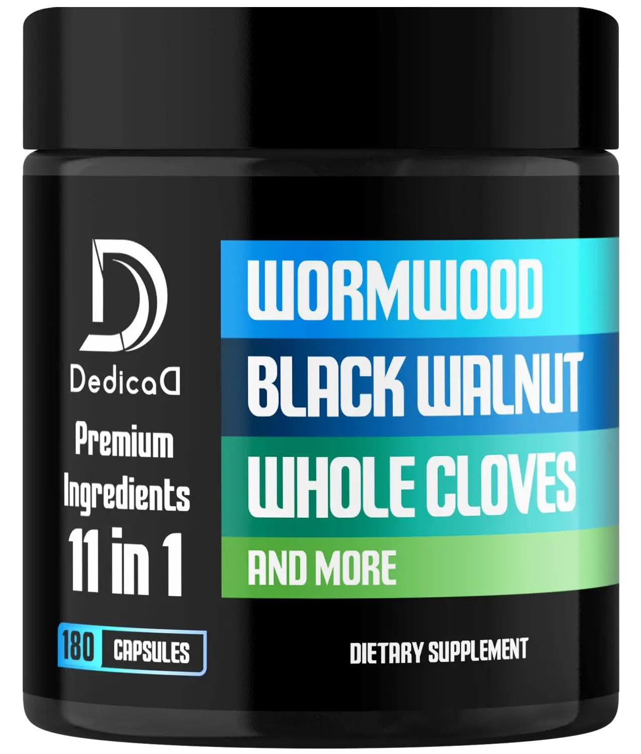 DEDICAD 11in1 Wormwood Capsules - 180 Capsules Extracted from Black Walnut, Cloves, Ginger, Turmeric, Apple, Berberine HCl & More - Support Immune System for 3 Months DEDICAD Au supplements