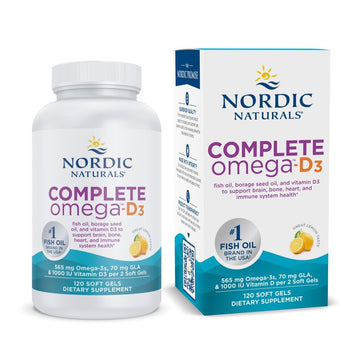 Nordic Naturals Complete Omega-D3, Lemon Flavor - 120 Soft Gels - 565 mg Omega-3 + 70 mg GLA + 1000 IU Vitamin D3 - EPA & DHA - Healthy Skin, Cognition, Positive Mood - Non-GMO - 60 Servings Nordic Naturals Au supplements