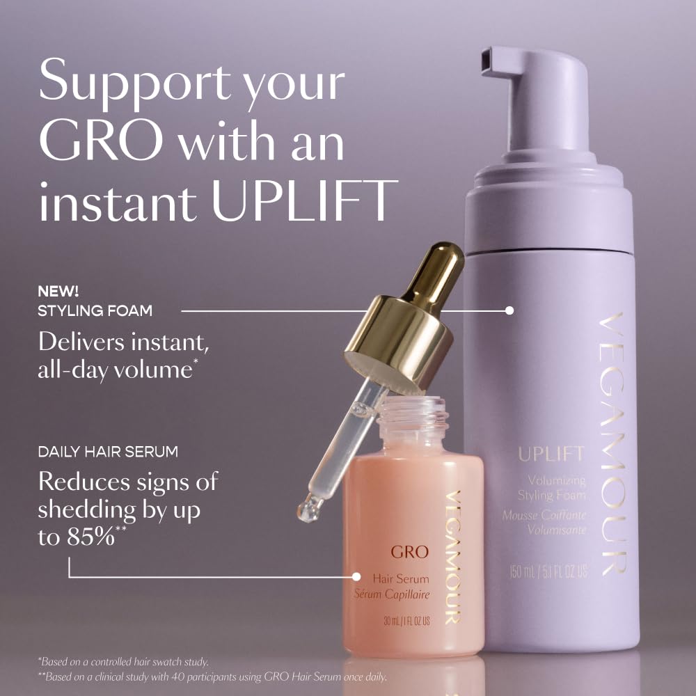 VEGAMOUR UPLIFT Volumizing Styling Foam, For fine, flat & thinning hair, Provides Volume & Resists Humidity, Non Sticky Formula, Bouncy Soft Hair VEGAMOUR Au supplements