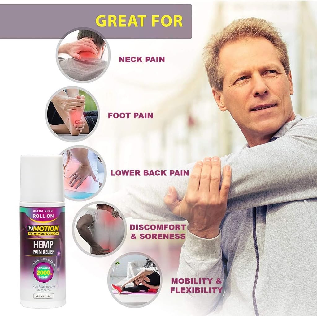 InMotion Hemp Roll On for Pain - 4 Pack Premium Ultra Strength Fast Acting, Long Lasting, Odorless Hemp Oil Roll On Pain Reliever for Joint, Muscle, & Back (4) InMotion Hemp Au supplements