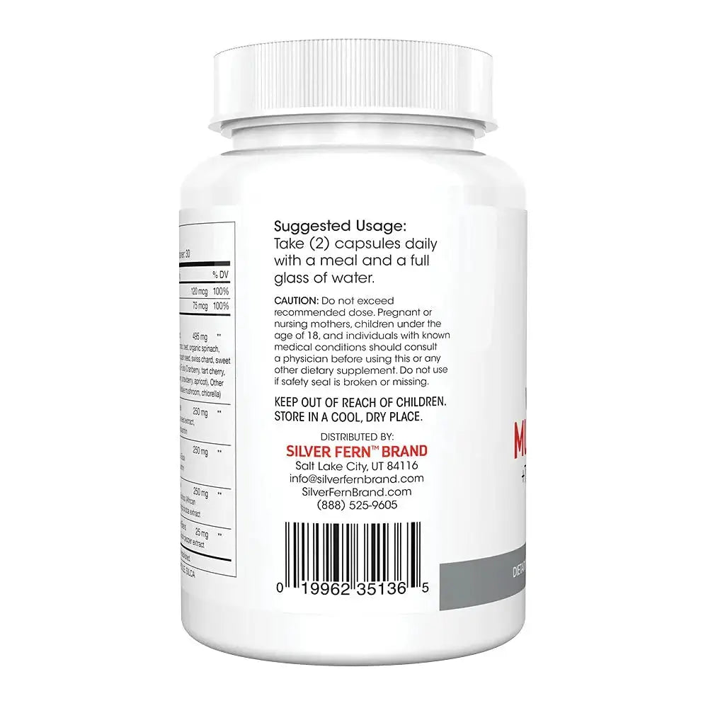 Silver Fern Whole Food Daily Multi Vitamin w/Trace Mineral Blend Supplement - 2 Bottles - 60 Vegicaps Each - 60 Day Supply Silver Fern Au supplements