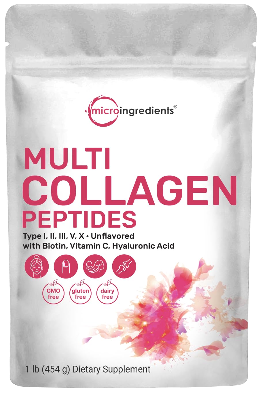 Multi Collagen Peptides Powder, 16 Oz - Hydrolyzed Protein Peptides Micro Ingredients Au supplements