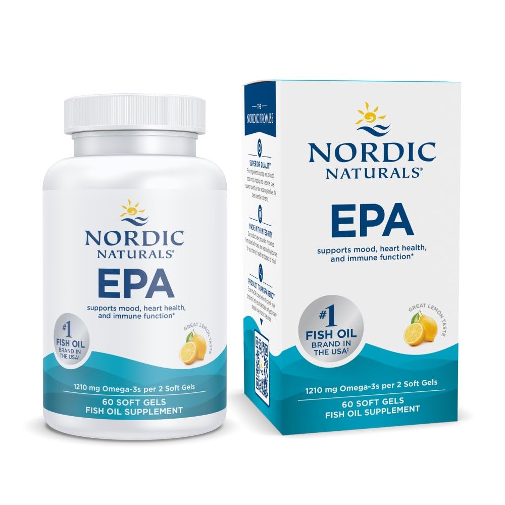 Nordic Naturals EPA, Lemon - 60 Soft Gels - 1210 mg Omega-3 - High-Intensity EPA Formula for Positive Mood, Heart Health & Healthy Immunity - 30 Servings Nordic Naturals Au supplements