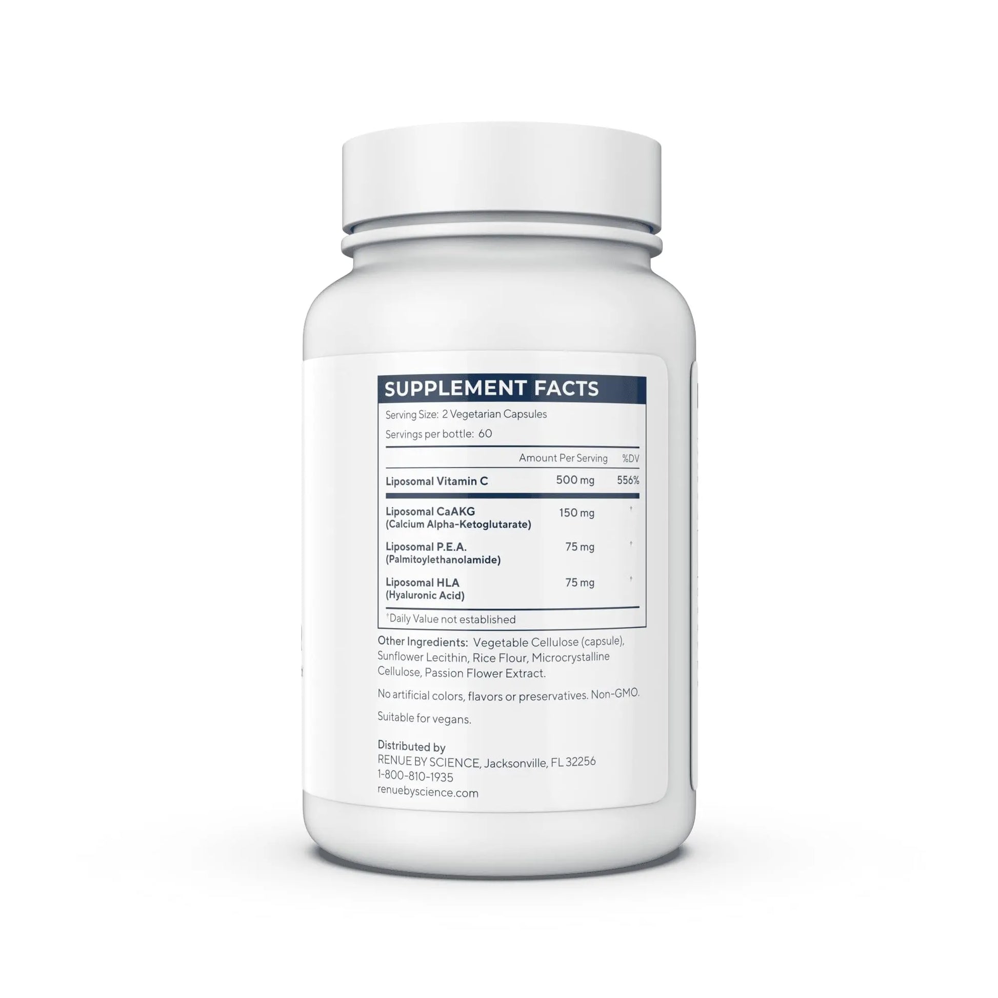 Renue By Science Shield | Liposomal Vitamin C CaAKG P.E.A Hyaluronic Acid Supplement | 120 Capsules with Vitamin C (500mg) CA AKG (150mg) Palmitoylethanolamide (75mg) HLA (75mg) | Made in The USA Renue By Science Au supplements