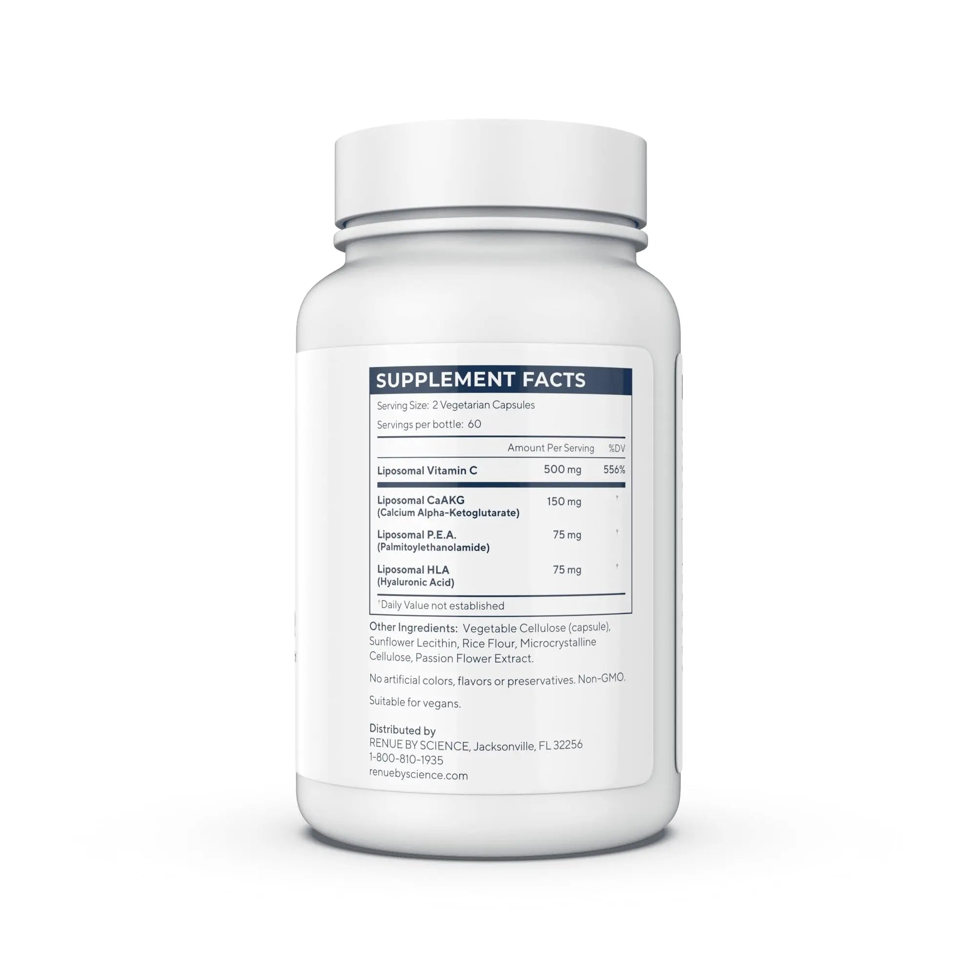 Renue By Science Shield | Liposomal Vitamin C CaAKG P.E.A Hyaluronic Acid Supplement | 120 Capsules with Vitamin C (500mg) CA AKG (150mg) Palmitoylethanolamide (75mg) HLA (75mg) | Made in The USA Renue By Science Au supplements