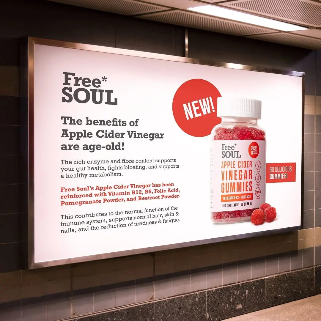 Apple Cider Vinegar Gummies with The Mother 1000mg Enhanced with Vitamin B12 & Folic Free Soul Au supplements