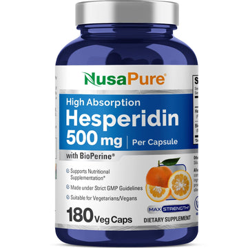 NusaPure Hesperidin 500 mg per Veggie Caps - 180 Capsules (BioPerine, High Absorption, Non-GMO) NusaPure Au supplements