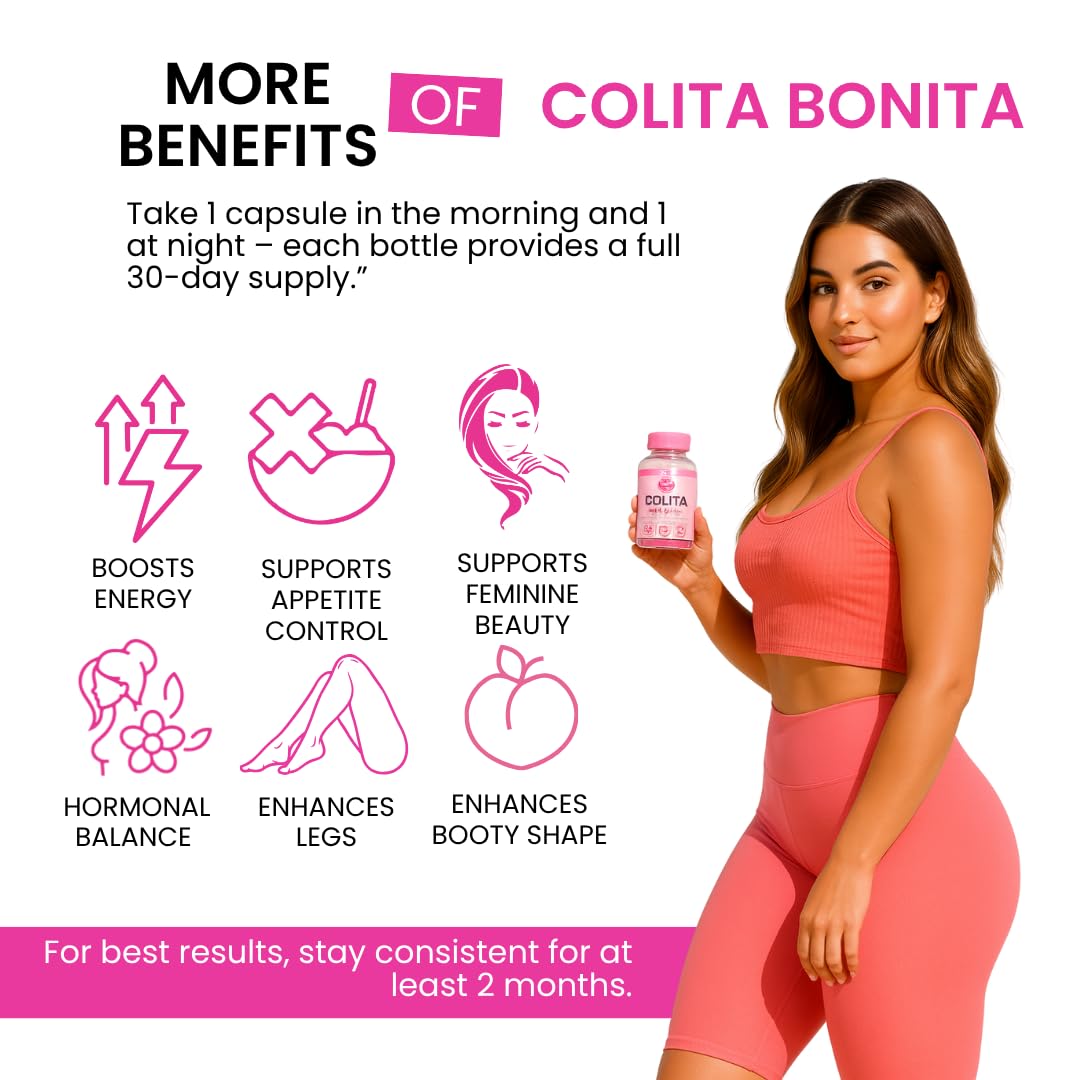 Colita Bonita – Aguaje, Black Maca & Fenugreek Pills – Natural Booty Growth & Hip Shaping Supplement – Supports Curves, Hormonal Balance & Waist Definition – 60 Capsules (30-Day Supply) Curvy Fruit Au supplements