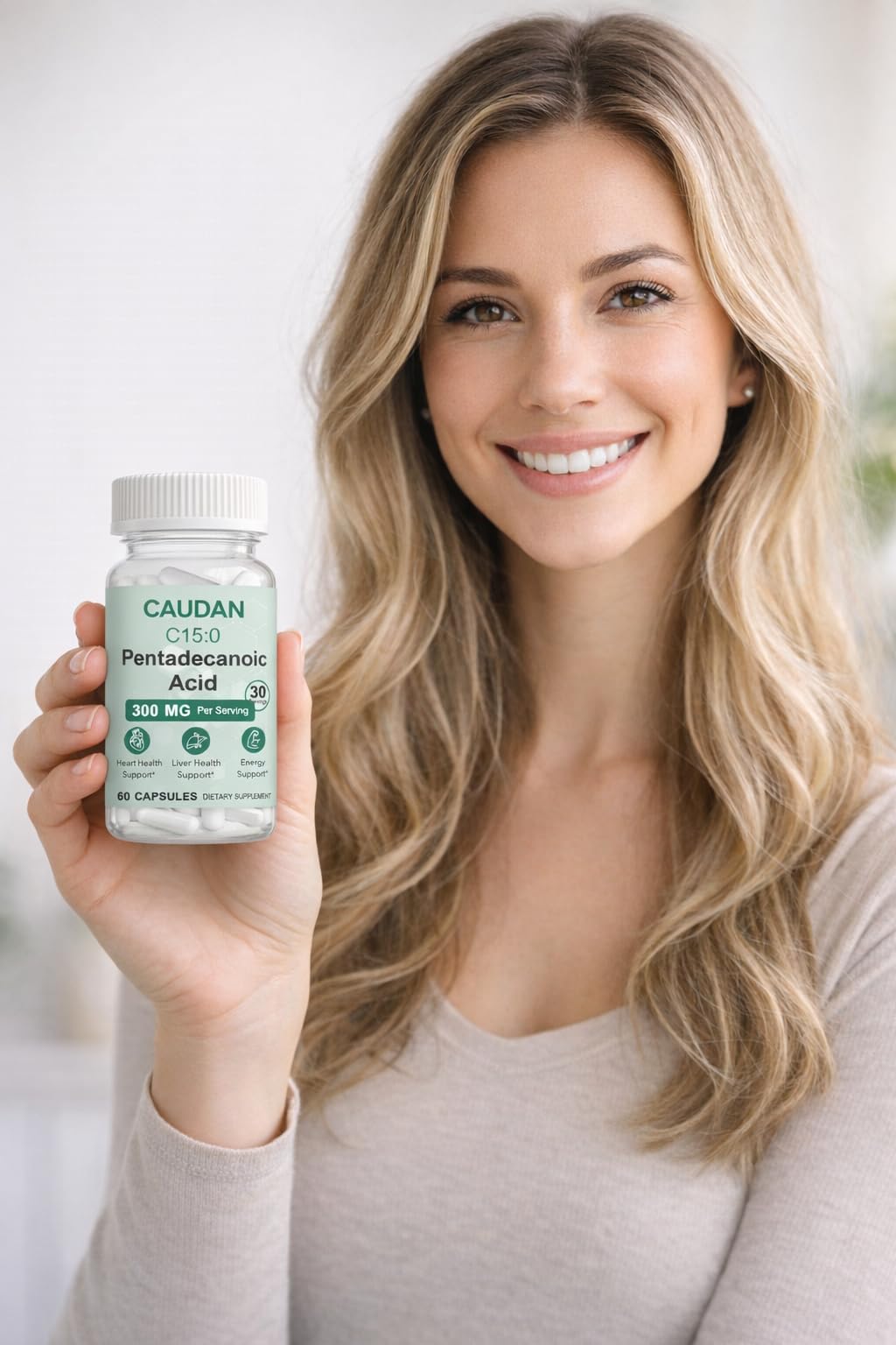 C15:0 Pentadecanoic Acid Supplement with Omega-3, CoQ10, NAD+, Vitamins, Essential Acids for Longevity Supplement, Liver Health, Energy Support - 60 ct CAUDAN Au supplements