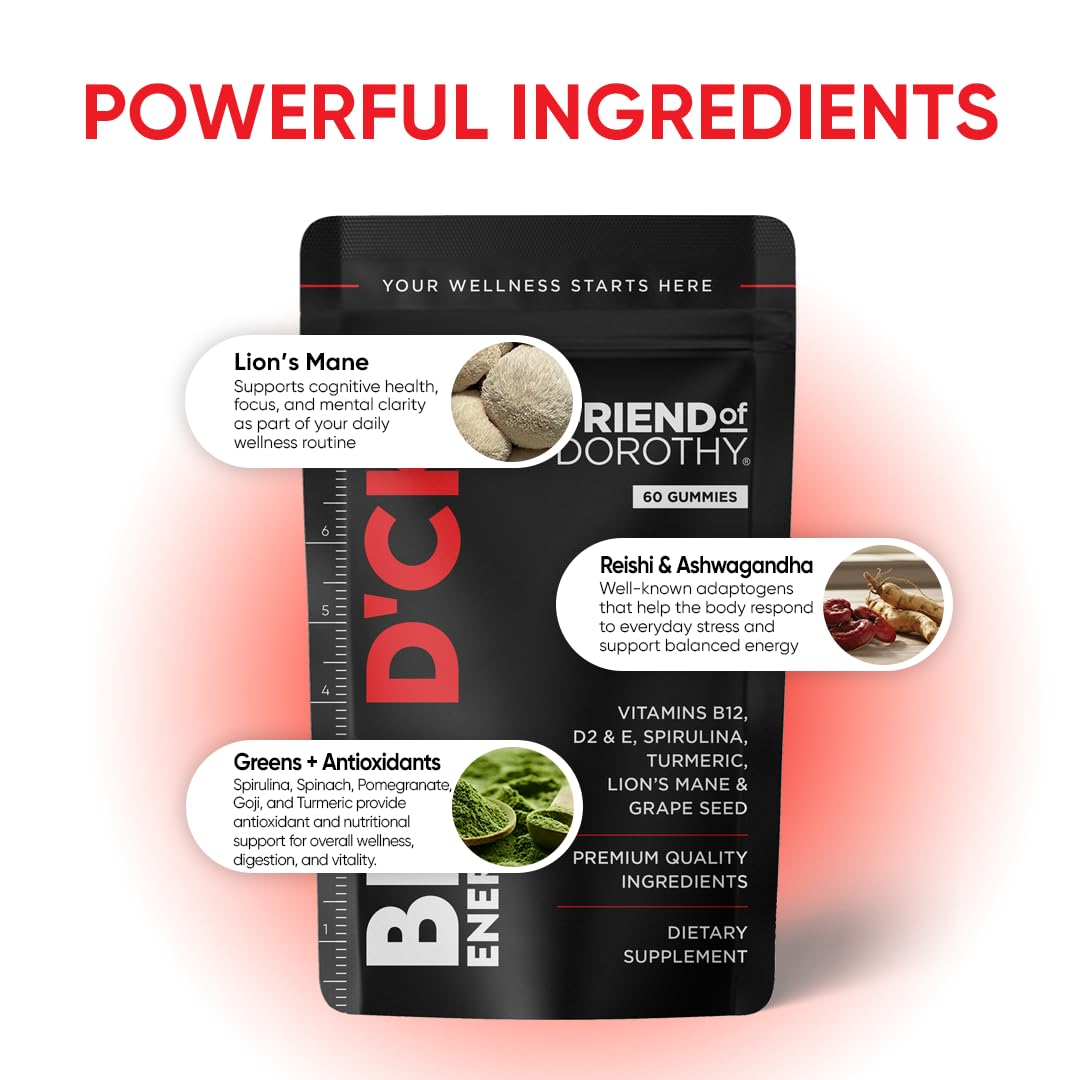 FRIEND OF DOROTHY Daily Multivitamin for Men, Energy, Focus & Immunity Support, Ashwagandha, Lion’s Mane & Reishi, 60 Capsules FRIEND OF DOROTHY Au supplements
