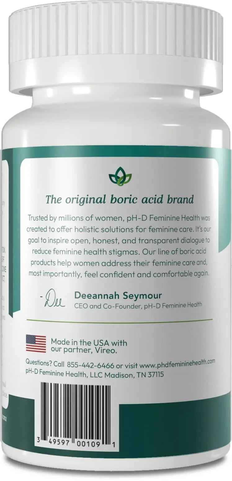 pH-D Feminine Health - 600 mg Boric Acid Suppositories - Woman Owned - for Vaginal Odor Use - 36 Count pH-D Feminine Health Support Au supplements