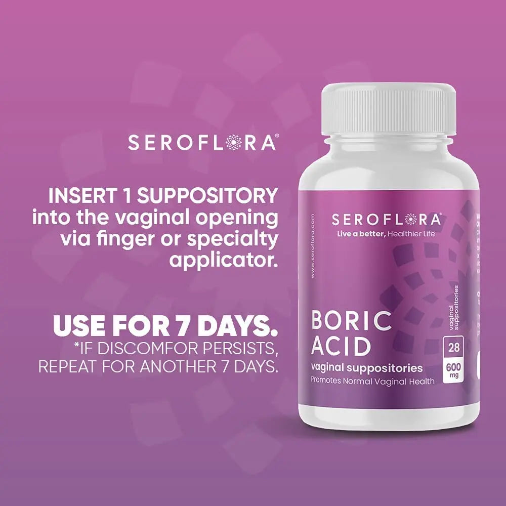 Seroflora Boric Acid Vaginal Suppositories 600 mg 28 Capsules - Boric Acid Pills for Women Seroflora Au supplements