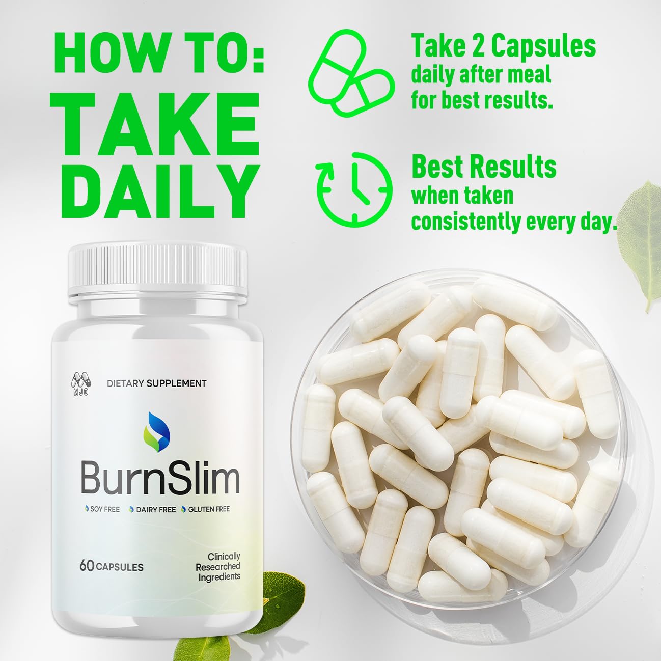 Burn Slim Capsules, Official Burnslim Pills with All Natural Ingredients, Advanced Burn Slim Health and Wellness Vitamin Supplement Supporting Active Lifestyle for Women and Men (60 Capsules) MJO Au supplements