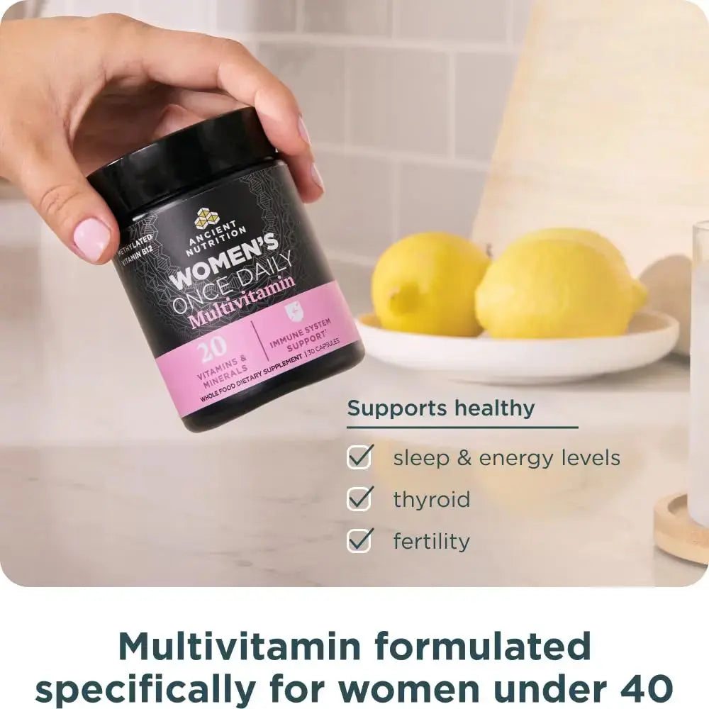 Ancient Nutrition Multivitamin for Women, Women's Once Daily Supplement, Methlyated Vitamin B, C, K2, Magnesium, Folate & Iron, Supports Bone Health, 30 Count Ancient Nutrition Au supplements