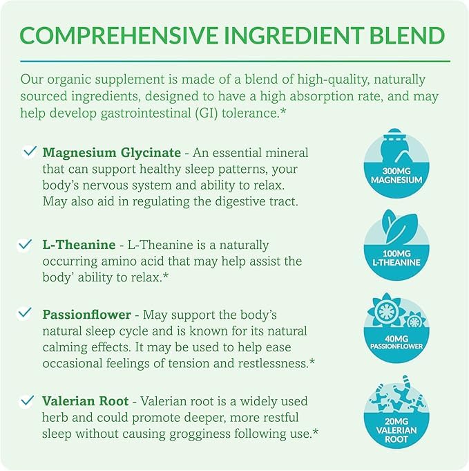Dr. Olivia Naturals Magnesium Glycinate Complex - L-Theanine, Passionflower & Valerian Root for Sleep Support Supplement, Nerve & Muscle Health, High Absorption - 90 Vegetarian Capsules Dr. Olivia Naturals Au supplements