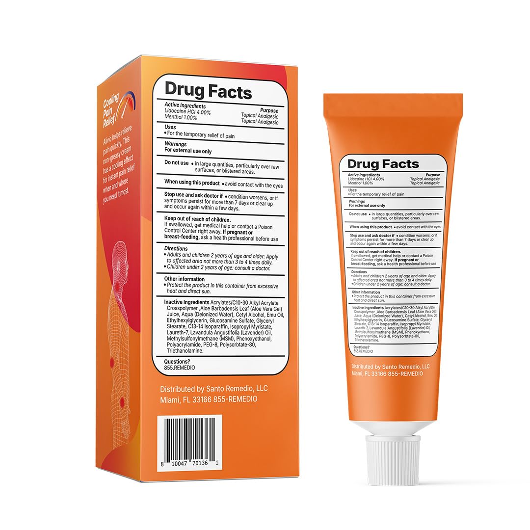 Santo Remedio Pain Relief Cream with Lidocaine & Menthol, Fast-Absorbing Non-Greasy Topical for Joint & Muscle Pain, Joint Support with MSM & Glucosamine, by Dr. Juan Rivera Santo Remedio Au supplements