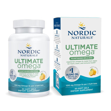 Nordic Naturals Plant Based Ultimate Omega, Lemon Flavor - 60 Vegetarian Soft Gels - 1210 mg Omega-3 - Vegan EPA and DHA - Supplement Made from Algae - Brain & Heart Support - Non-GMO - 30 Servings Nordic Naturals Au supplements