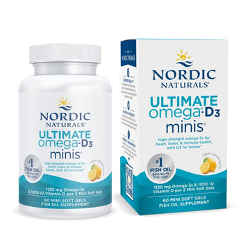 Nordic Naturals Ultimate Omega Mini D3, Lemon Flavor - 60 Mini Soft Gels - 1120 mg Omega-3 + 1000 IU Vitamin D3 - EPA & DHA - Promotes Brain & Heart Health - 30 Servings Nordic Naturals Au supplements