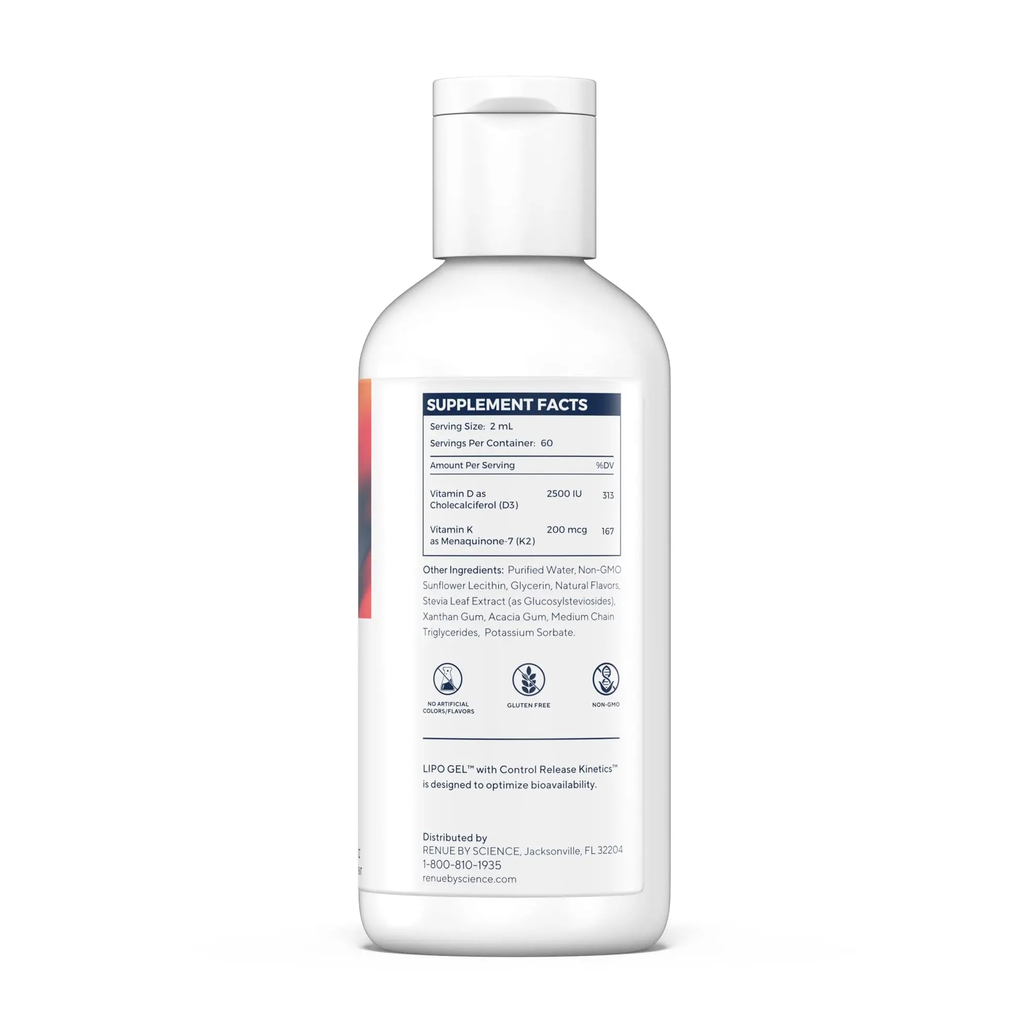 Renue By Science Vitamin D3 K2 Gel | High Strength Liposomal D3 K2 Supplement | 120ml Vitamin D K2 Gel - 2500IU Vitamin D3 & 200mcg Vitamin K2 per Serving | Non-GMO & Allergen Free | Made in The USA Renue By Science Au supplements