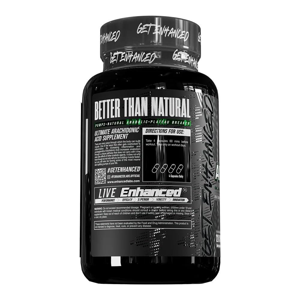 Enhanced Labs - Arachidonic Acid Supplement - Muscle and Strength Supplement for Increased Muscle Mass & Improved Recovery for Men & Women - One Capsule Contains 350mg Arachidonic Acid (120 Capsules) Enhanced Au supplements