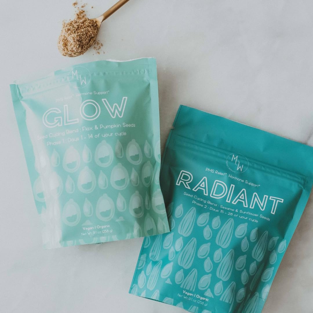 Manski's Wellness Glow & Radiant Seed Cycle Kit | PMS Support | Organic Seed Cycling | Natural Hormone Balance | Ease Cramps | Mitigate Cycle Symptoms | Vegan Supplement Manski's Wellness Au supplements