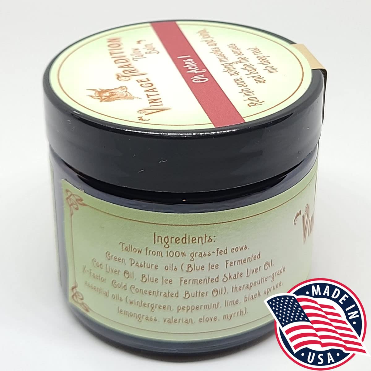 Vintage Tradition Oh Aches! Tallow Balm Supports Joint and Muscle Health – Beef Tallow Grass Fed Balm with Wintergreen, Peppermint, and Lime Essential Oil Blend, 2 Fl. Oz. Vintage Tradition Au supplements
