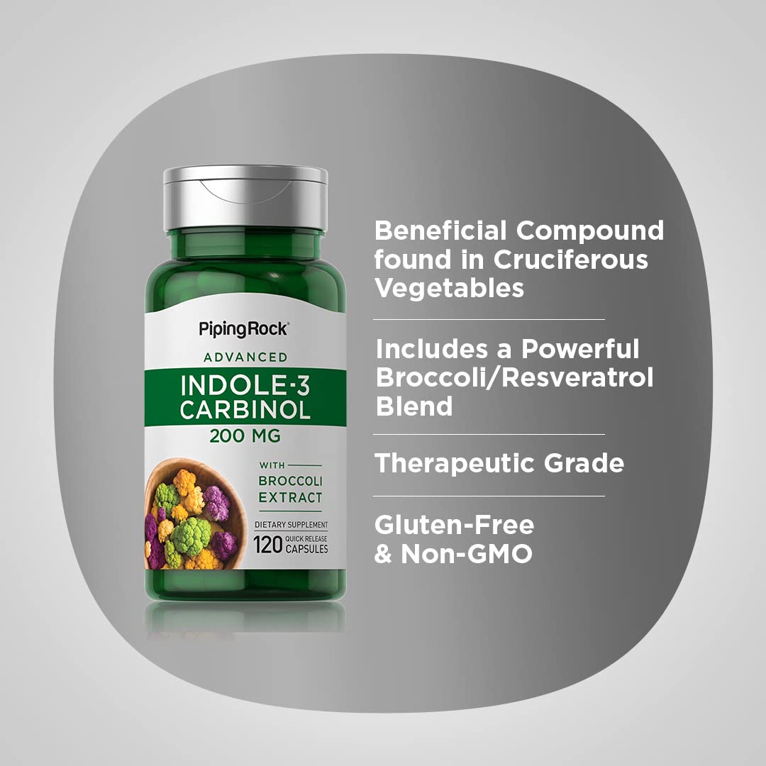 Piping Rock Indole 3 Carbinol | 200mg | 120 Capsules | I3C with Broccoli Extract | Non-GMO, Gluten Free Supplement Piping Rock Au supplements