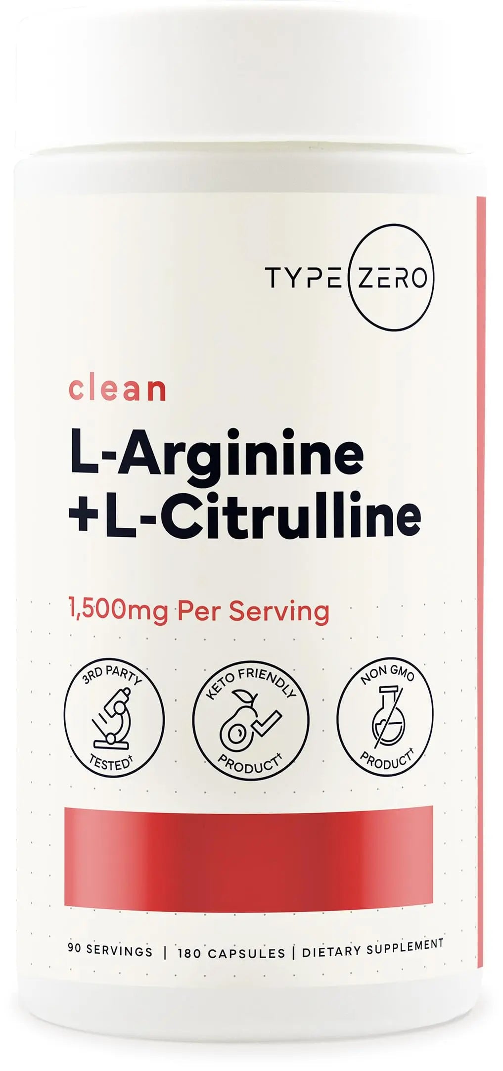 Type Zero L-Arginine + L-Citrulline Supplement (1500mg) - Nitric Oxide Booster - Clean, Keto-Friendly, GMO-Free, 180 Capsules, 90 Servings Type Zero Au supplements
