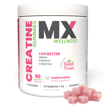 MX Wellness Creatine Monohydrate Gummies for Men & Women – Real Fruit Gummy Supplement for Muscle Growth, Recovery, Longevity, Cognitive Health & Memory – 90 Chews (90 Gummies, Watermelon) MX Wellness Au supplements
