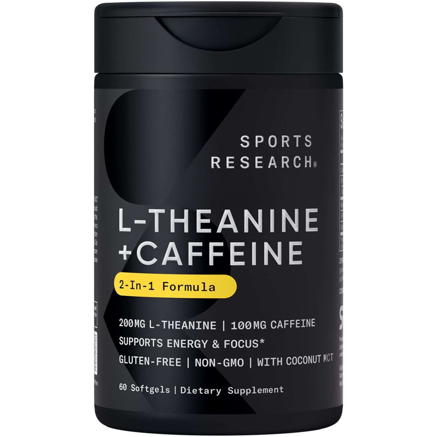 Sports Research L-Theanine Supplement with Caffeine & Coconut MCT Oil - Focused Energy, Alertness & Relaxation Without Drowsiness - 200mg L Theanine, 100mg Organic Caffeine - 60 Liquid Softgels Sports Research Au supplements