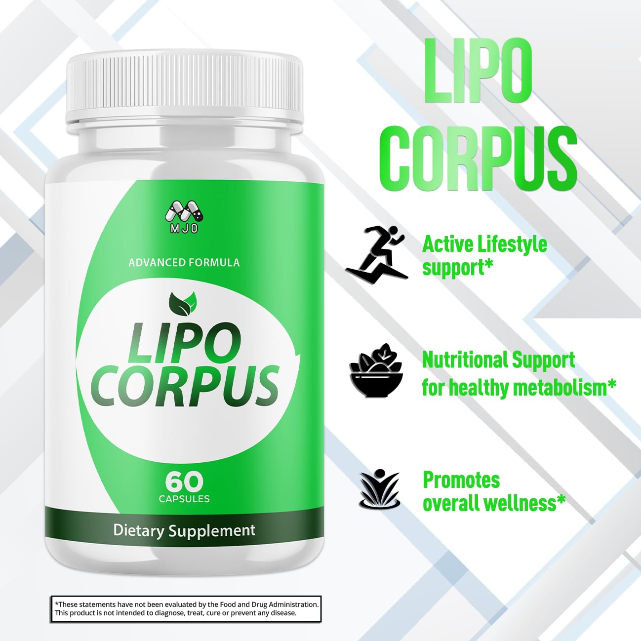Lipo Corpus Capsules, Official LipoCorpus Supplement Pills Will All Natural Ingredients, Advanced Formula Lipo Corpus Active Lifestyle Supporting Health and Wellness for Women and Men (60 Capsules) MJO Au supplements