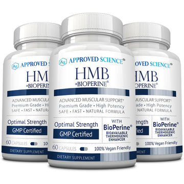 Approved Science HMB - 1500mg High Potency HMB Supplement with Calcium & BioPerine for Absorption - Muscle Health & Exercise Performance - 60 Vegan Capsules - Pack of 3 Approved Science Au supplements