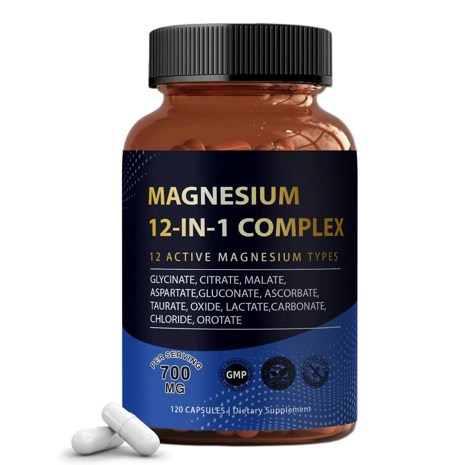 Puravita Magnesium Complex 700mg 12 in 1 Magnesium Supplement with Glycinate, Citrate, Malate & More | Easy Absorption, Energy Support, Vegan & Non-GMO | 120 Capsules (1pc) YPRYPR Au supplements
