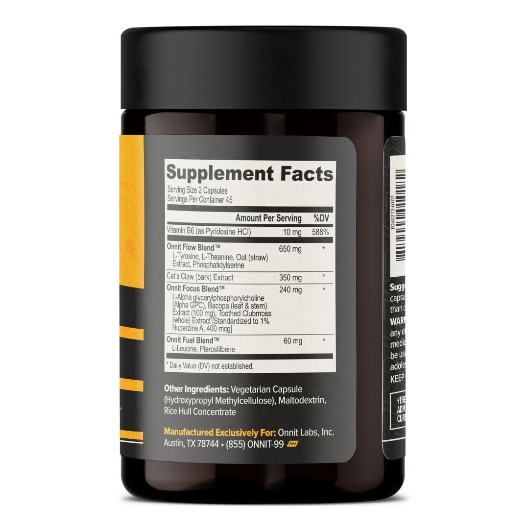 ONNIT Alpha Brain Nootropic Capsules for Men & Women, IGEN Non-GMO Tested Memory, Focus & Mental Clarity, with L-Theanine and Vitamin B6, 90 Count Each, Pack of 4 (360 Capsules) ONNIT Au supplements
