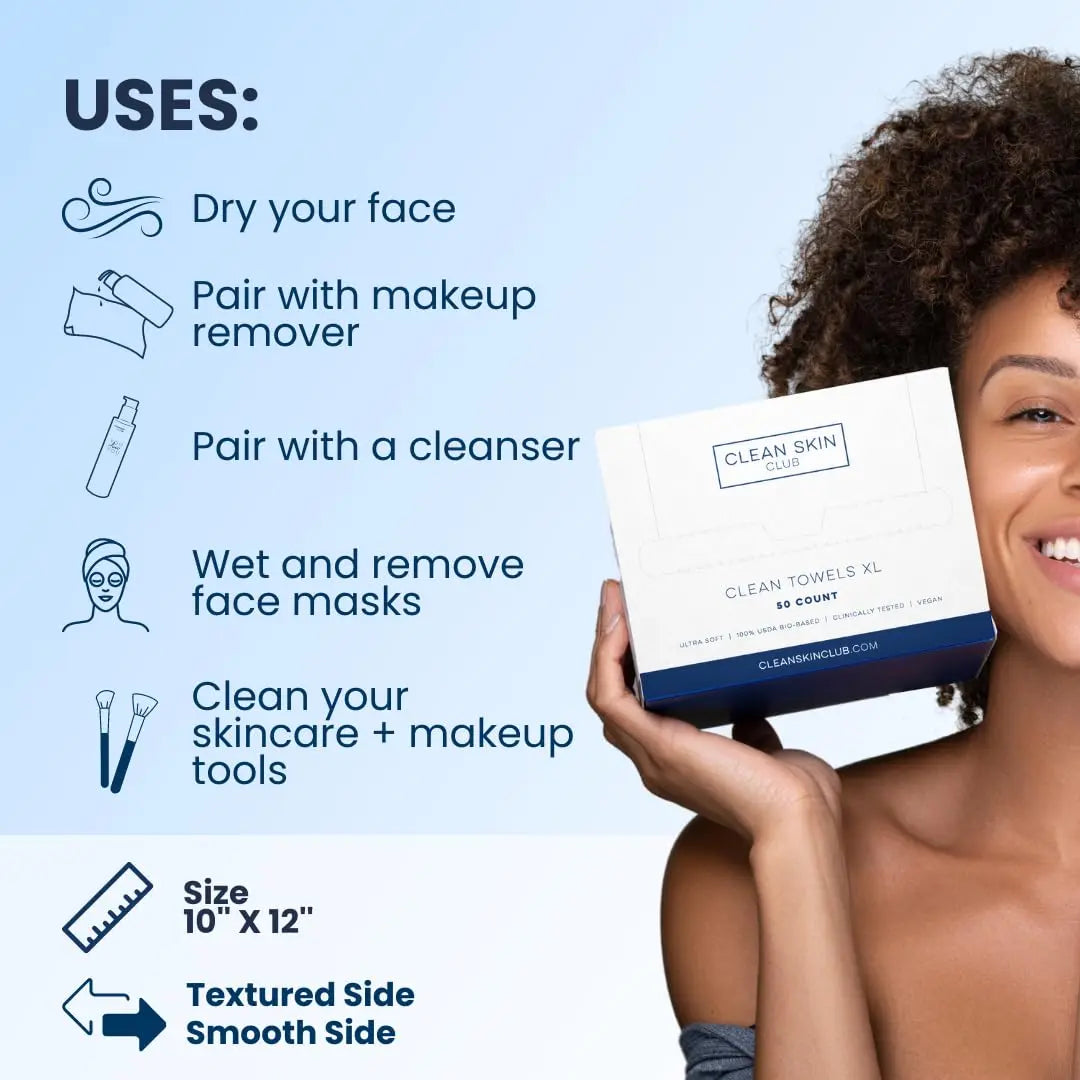 Clean Skin Club Clean Towel XL, 100% USDA Biobased Dermatologist CLEAN SKIN CLUB Au supplements