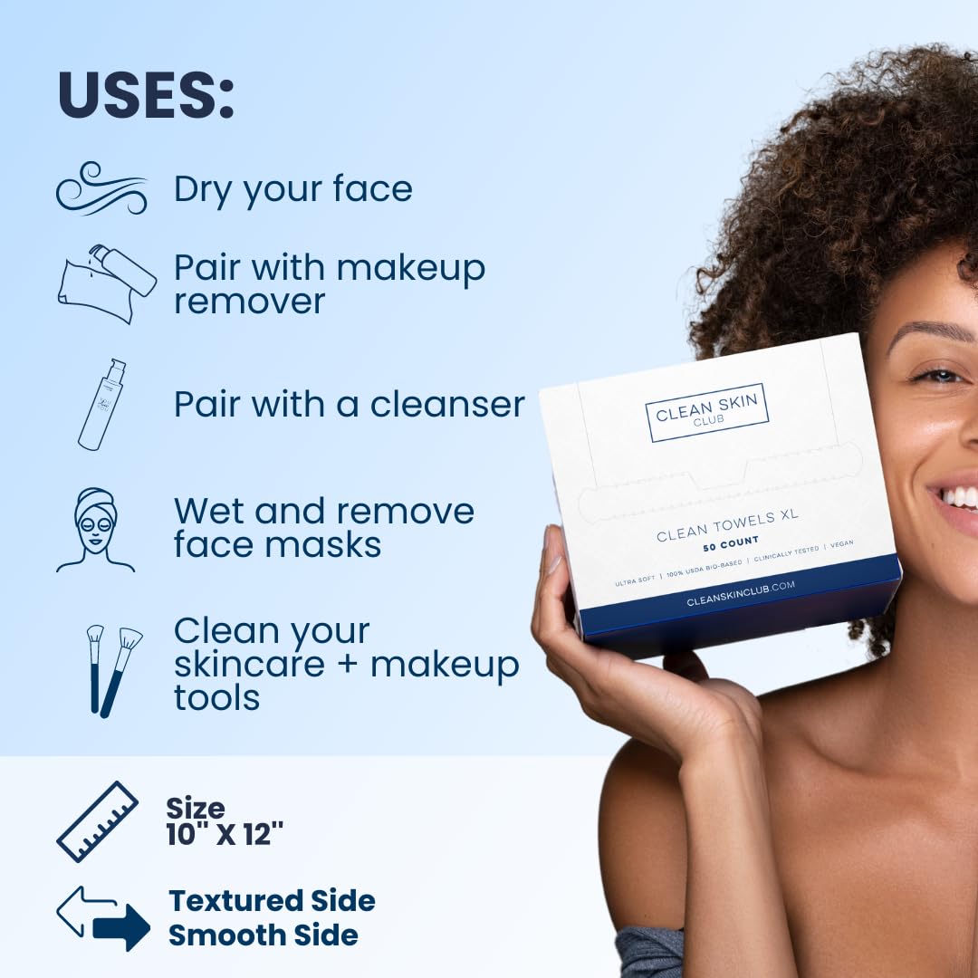 Clean Skin Club Clean Towel XL, 100% USDA Biobased Dermatologist CLEAN SKIN CLUB Au supplements