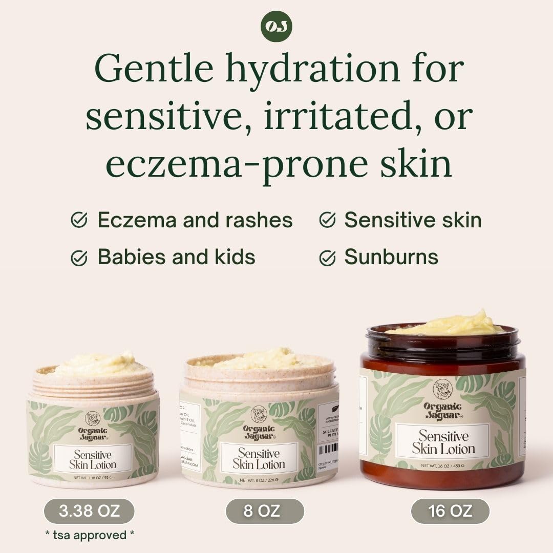 Organic Jaguar Natural Body Lotion for Sensitive Skin, Scent Free, Sulfate & Paraben Free Body Care, Moisturizer With Essential Oils, Vitamin E Oil, Beeswax, Extra Virgin Olive Oil, Raw Honey, 8 oz Organic Jaguar Au supplements