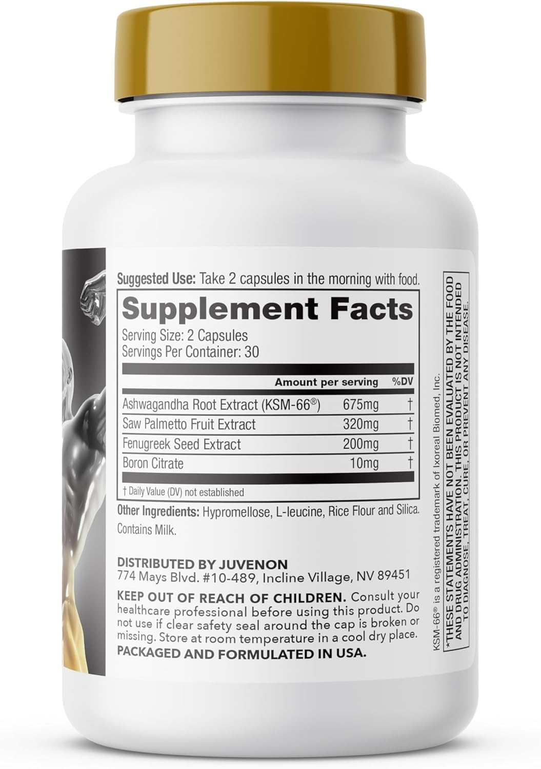 Juvenon Alpha Gold Male Testosterone Booster for Men - T-Support & Male Vitality with KSM-66 Ashwagandha + Fenugreek + Boron Citrate + Saw Palmetto, Non-GMO Vegetarian Capsules Juvenon Au supplements