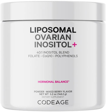 Codeage Liposomal Ovarian Inositol Powder - Myo-Inositol & D-Chiro-Inositol 40:1 Blend, Folate 5-MTHF, CoQ10, Pomegranate & Wild Blueberry - 2-Month Supply - Mixed Berry Flavor - Non-GMO, 60 Servings Codeage Au supplements