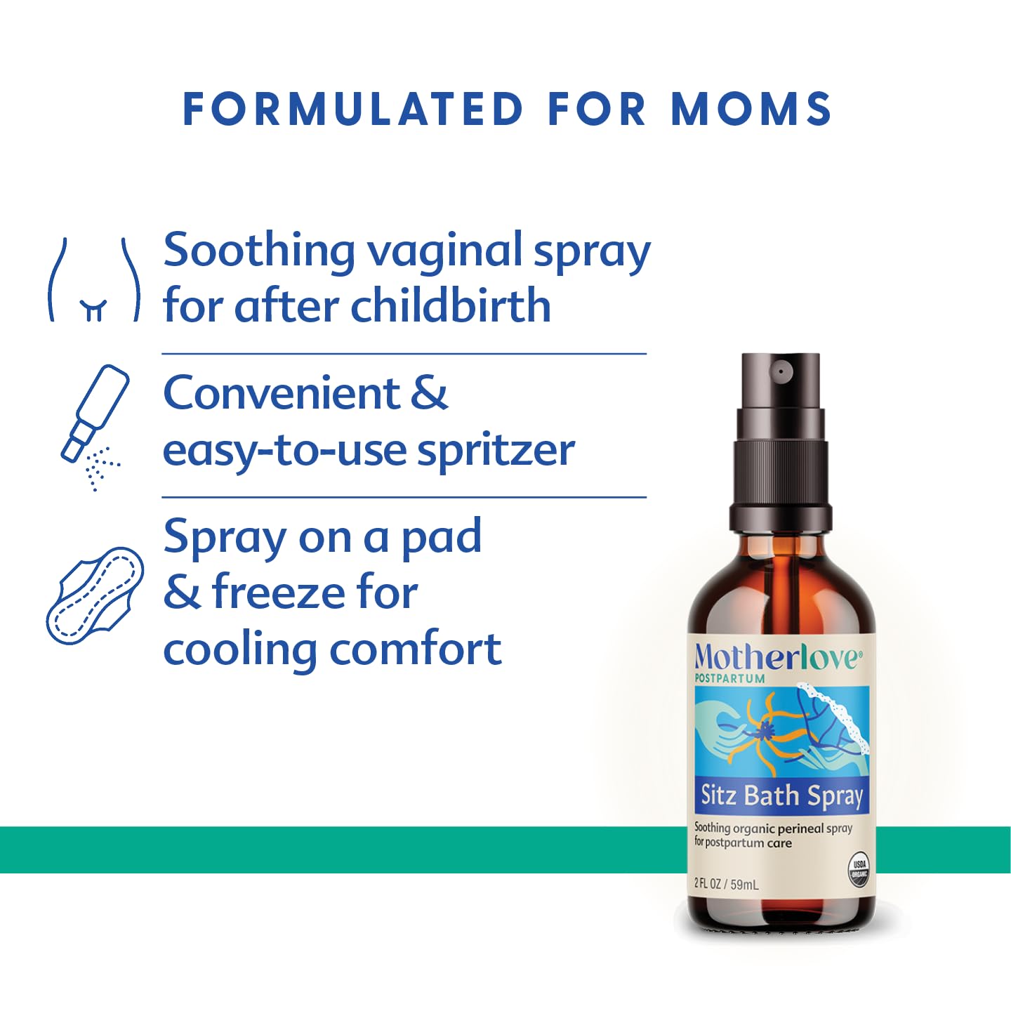 Motherlove Sitz Bath Spray (2 oz) Sitz Bath for Postpartum Care—Herbal Perineal Spray w/Witch Hazel—USDA Organic, Vegan, & Cruelty Free Motherlove Au supplements