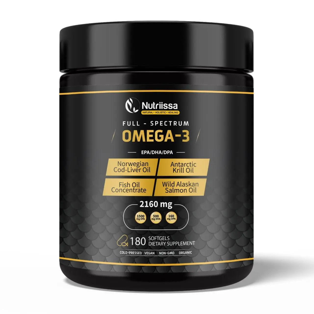 Nutriissa Omega 3 - Full Spectrum - 180 Count - High Concentrate Formula Fish Oil, Krill Oil Nutriissa Au supplements