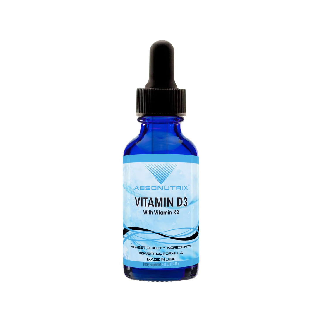 Absonutrix Vitamin D3 K2 Drops, 390mg, 4 Oz Liquid, 302 Servings, Made in USA, Quick Absorption, Quality Potent Ingredients, Non-GMO, GMP Certified, Cruelty-Free Products, Bone Strength Supplements Absonutrix Au supplements