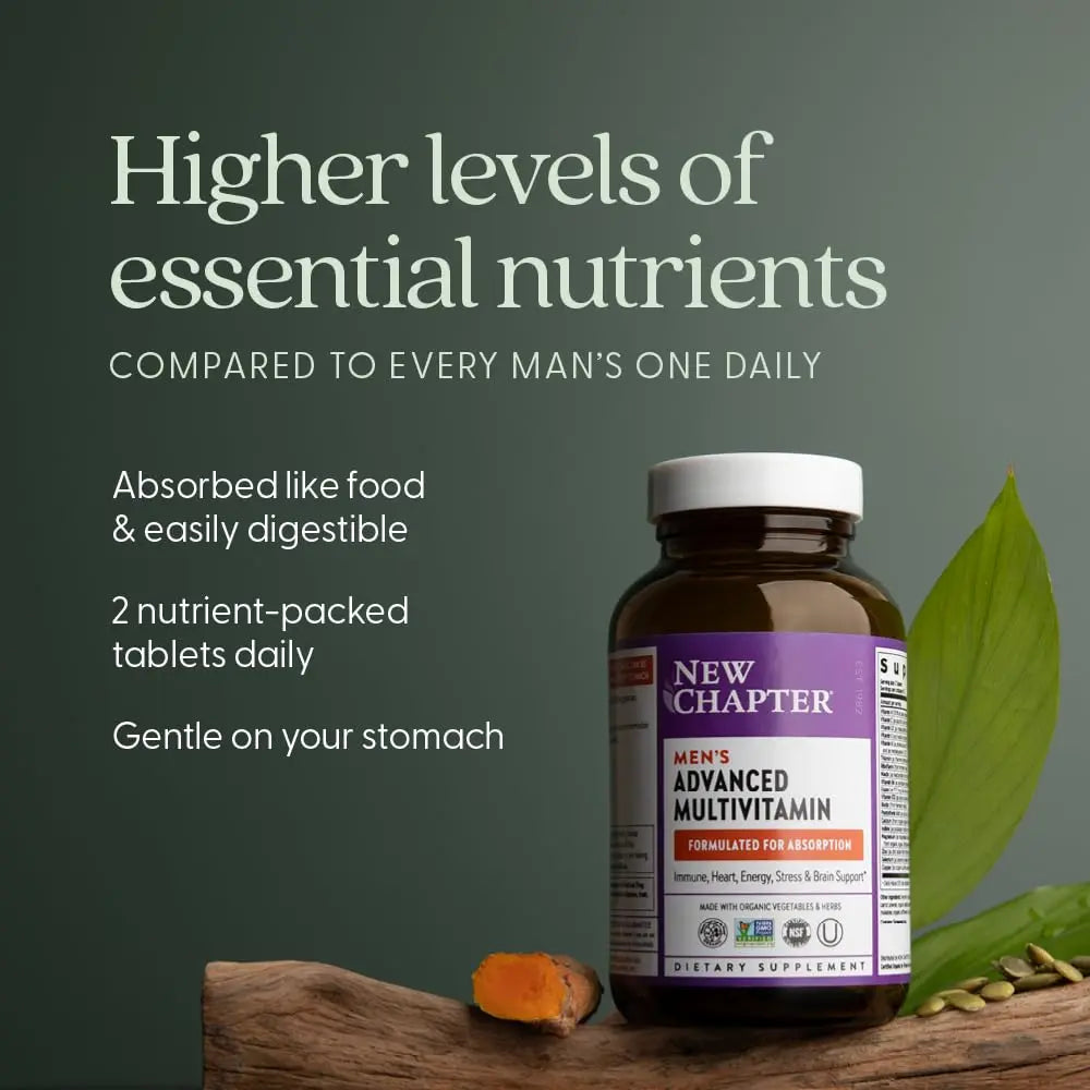 New Chapter Men's Multivitamin Advanced Formula for Stress, Brain, Immune, Heart & Energy Support, Higher Levels of Whole New Chapter Au supplements