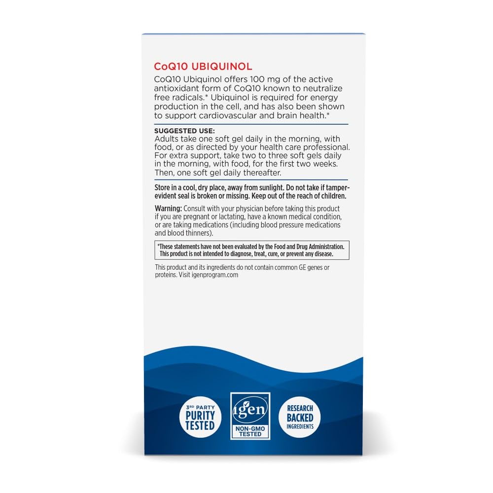 Nordic Naturals Nordic CoQ10 Ubiquinol - 60 Mini Soft Gels - 100 mg Coenzyme Q10 (CoQ10) Ubiquinol - Heart & Brain Health, Cellular Energy Production, Antioxidant Support - Non-GMO - 60 Servings Nordic Naturals Au supplements