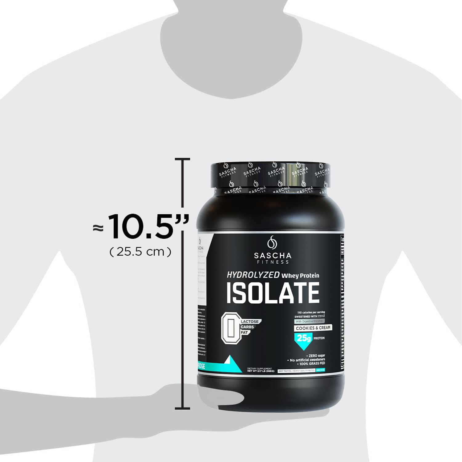 SASCHA FITNESS Hydrolyzed Whey Protein Isolate,100% Grass-Fed (2 Pounds, Cookies SASCHA FITNESS Au supplements