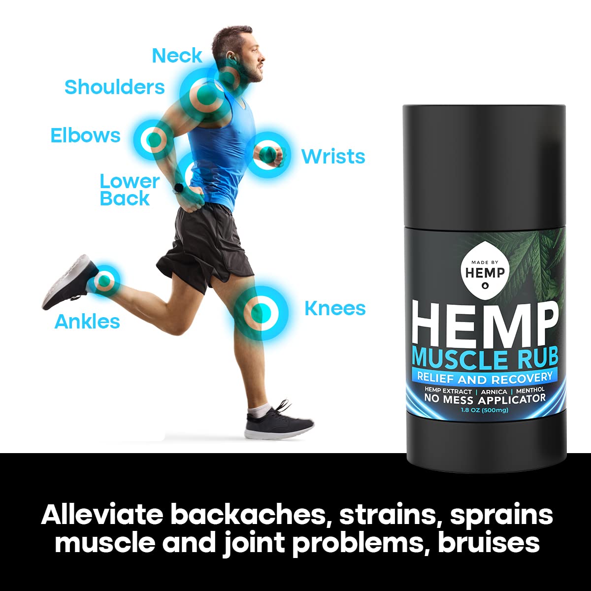 Hemp Roll On Post Workout Muscle Relief Stick for Muscles and Joints Natural Blend with Arnica, Menthol, Ginger Non Greasy Balm Cooling Soothing Support Formula Made by Hemp 1.8oz MADE BY HEMP Co. Au supplements