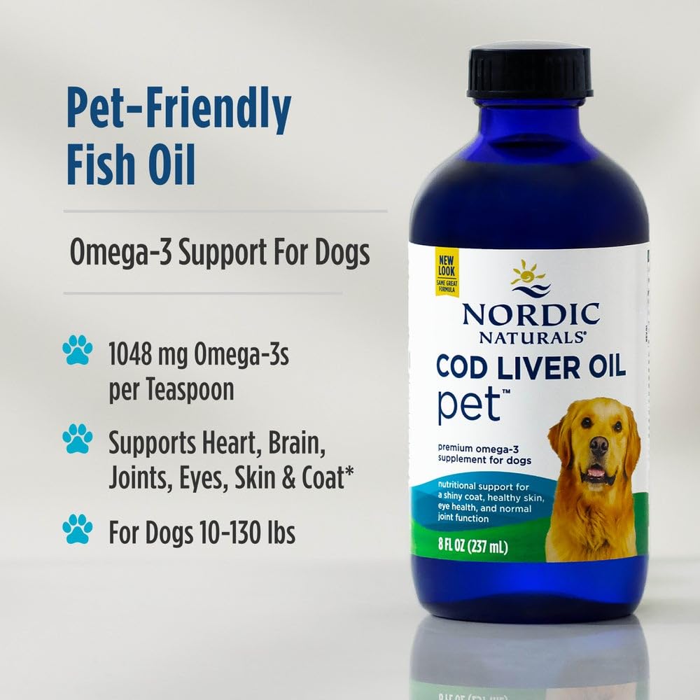 Nordic Naturals Omega-3 Pet Bundle - 2 oz Omega-3 Fish Oil for Small Dogs & Cats, 8 oz Pet Cod Liver Oil Promotes Heart, Skin, Coat, & Immune Health Nordic Naturals Au supplements