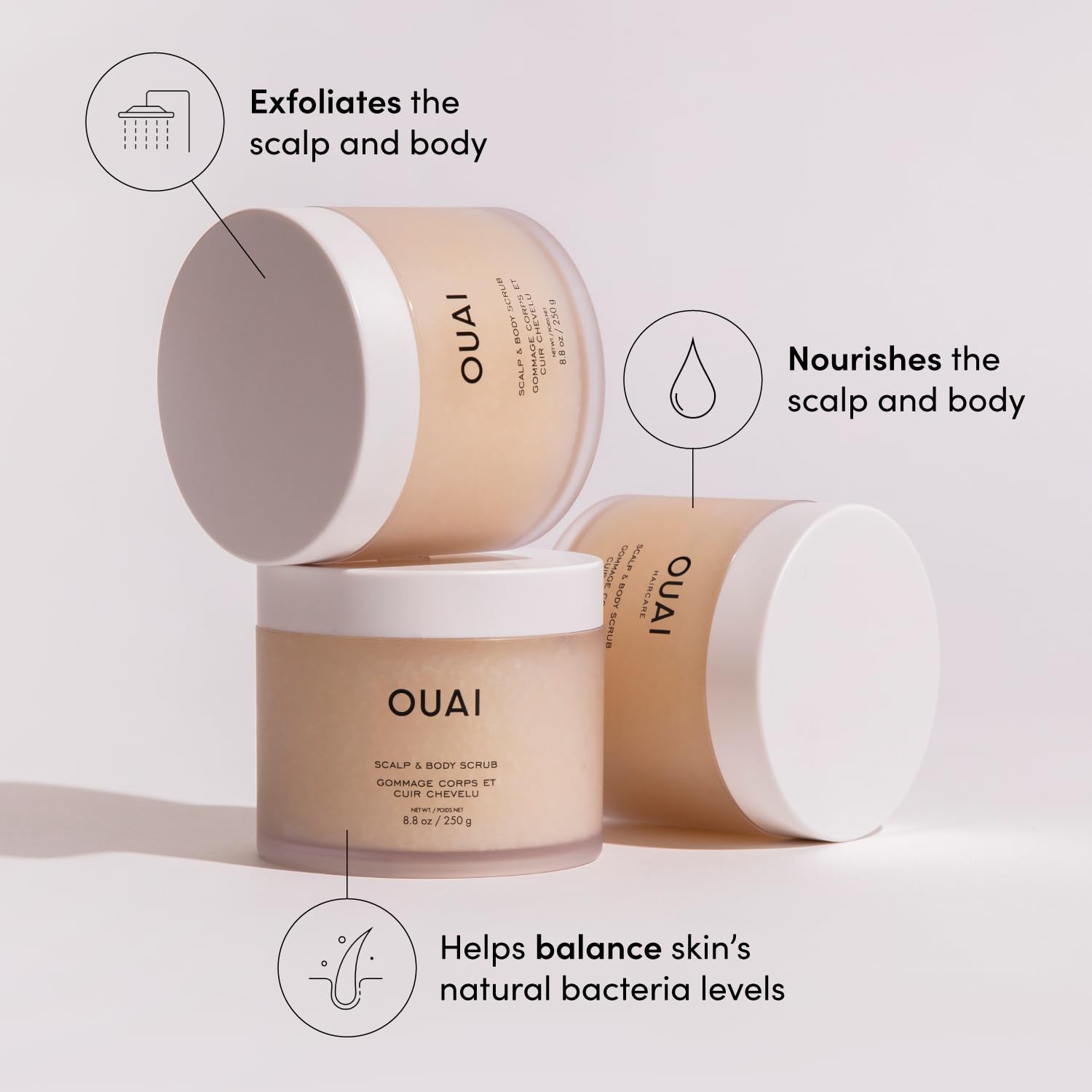 OUAI Scalp & Body Scrub, Melrose Place - Exfoliating Body Scrub with Sugar & Coconut Oil Blend for Smooth, Moisturized Skin - Gentle Scalp Exfoliator for Removing Product Build Up (8.8 Oz) OUAI Au supplements
